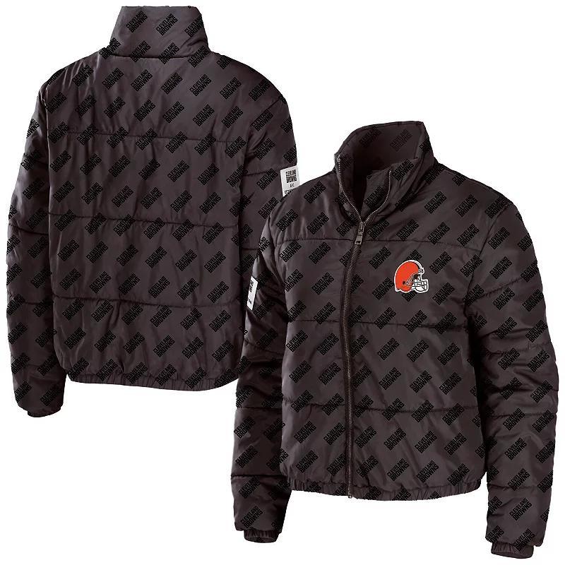 Women's WEAR by Erin Andrews Green Green Bay Packers Puffer Full-Zip Cropped Jacket, Size: Medium Product Image