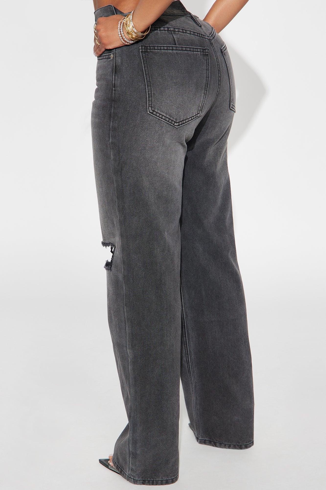 Close To You Ripped Straight Leg Jeans - Grey Female Product Image
