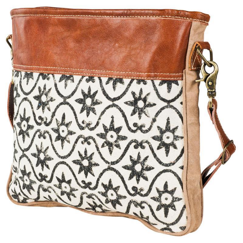 Vintage Tapestry Fabric w/Leather Trim and Zipper Closure Product Image
