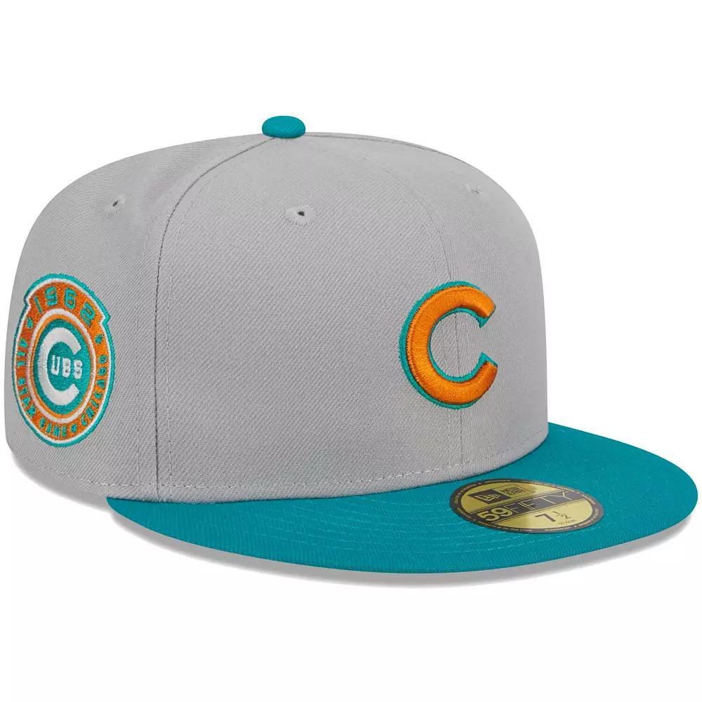 Men's New Era Gray/Teal Chicago Cubs  59FIFTY Fitted Hat, Size: 7 5/8, Grey Product Image