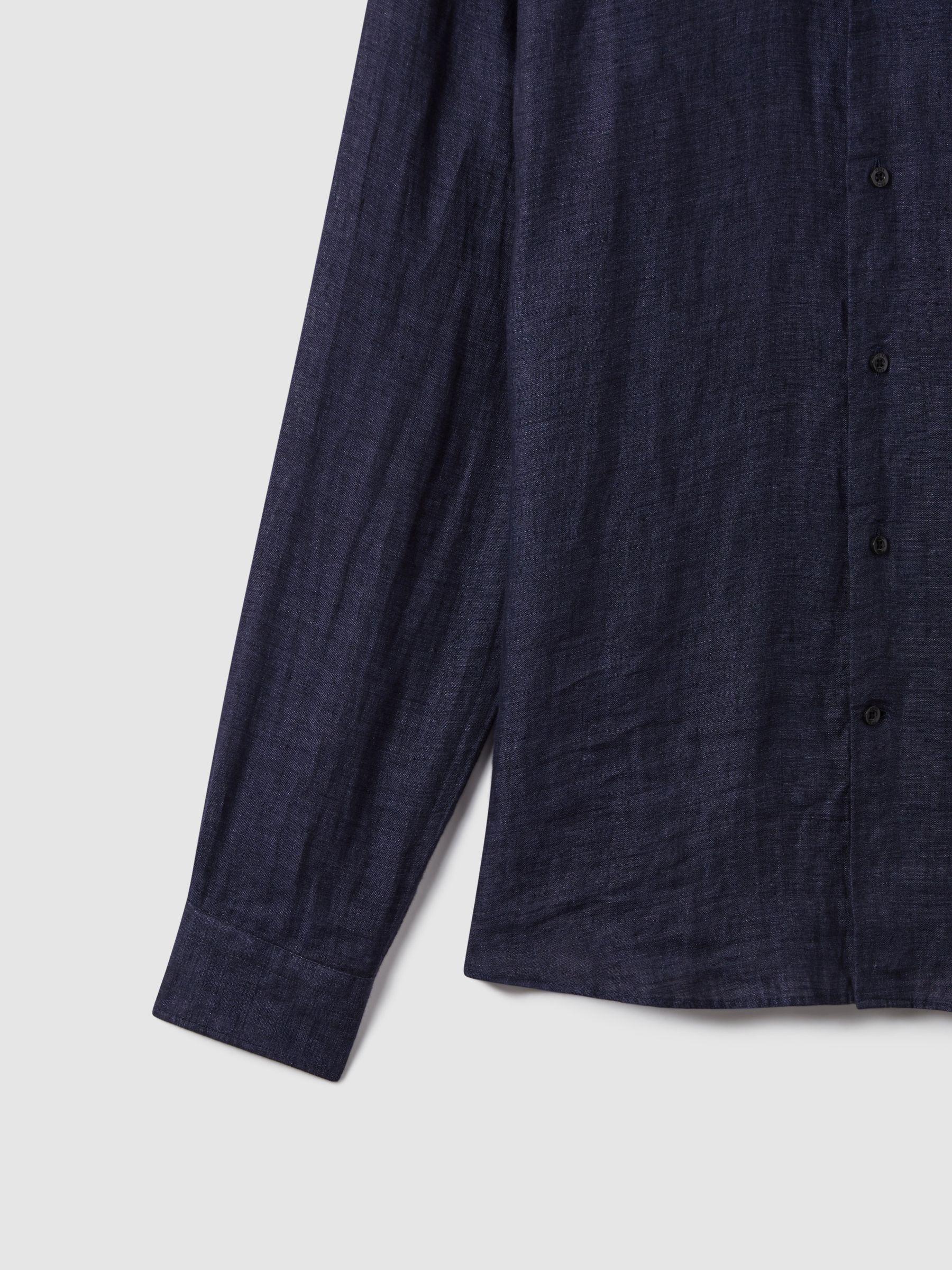 Linen Button-Through Shirt in Navy Product Image