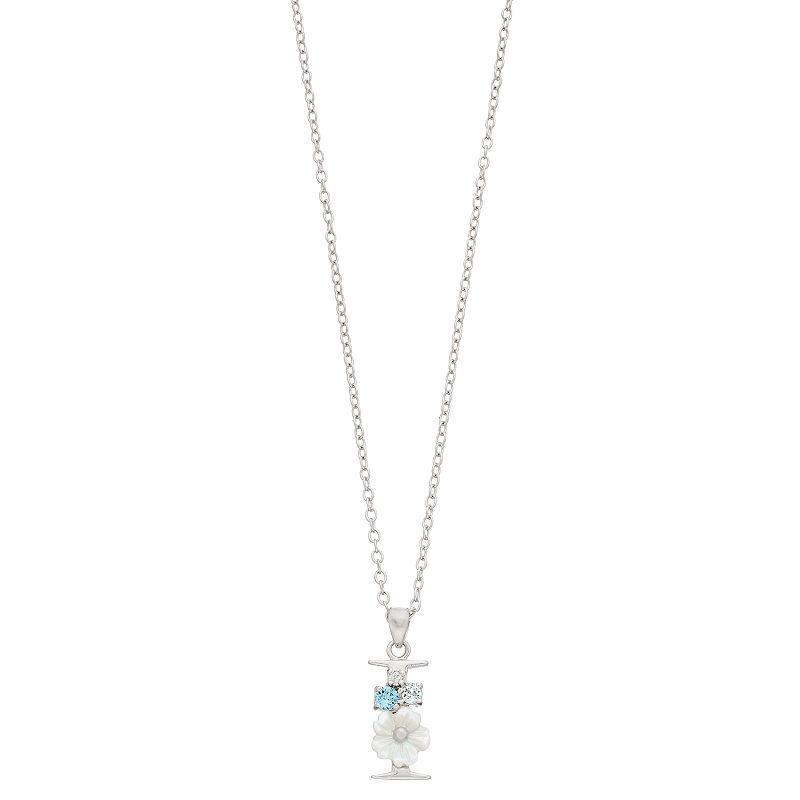 Brilliance Mother-of-Pearl Flower Initial Pendant Necklace, Womens Product Image