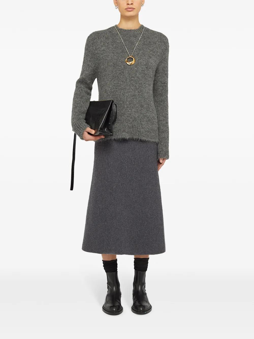 JIL SANDER Wool A-line Midi Skirt In Grau Product Image