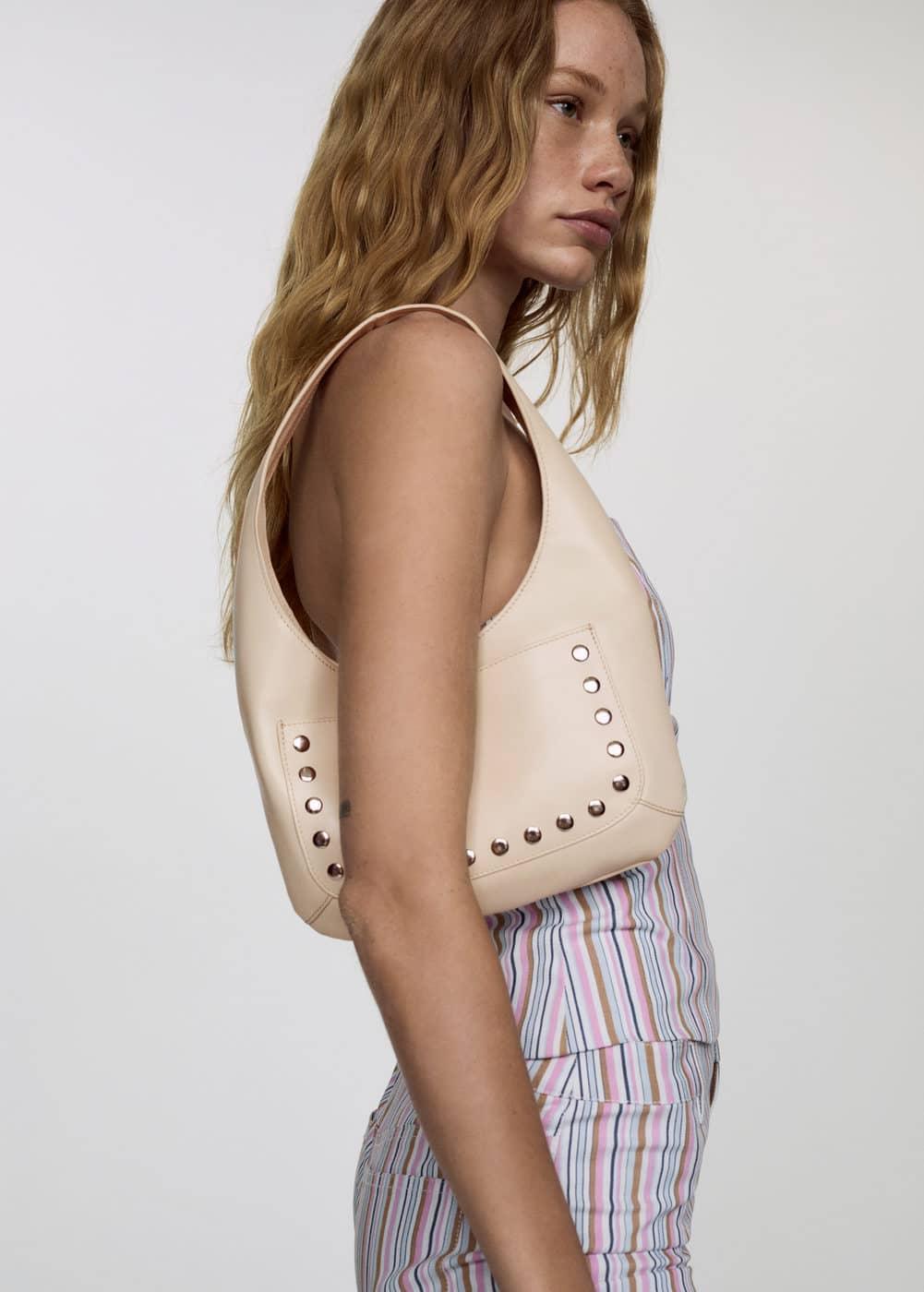 Stud leather bag - Women | MANGO USA Product Image