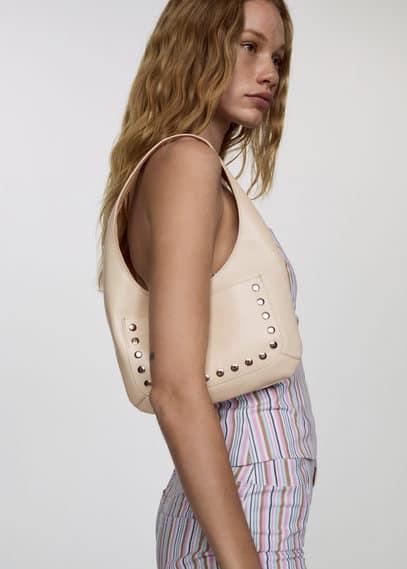 Stud leather bag - Women | MANGO USA Product Image