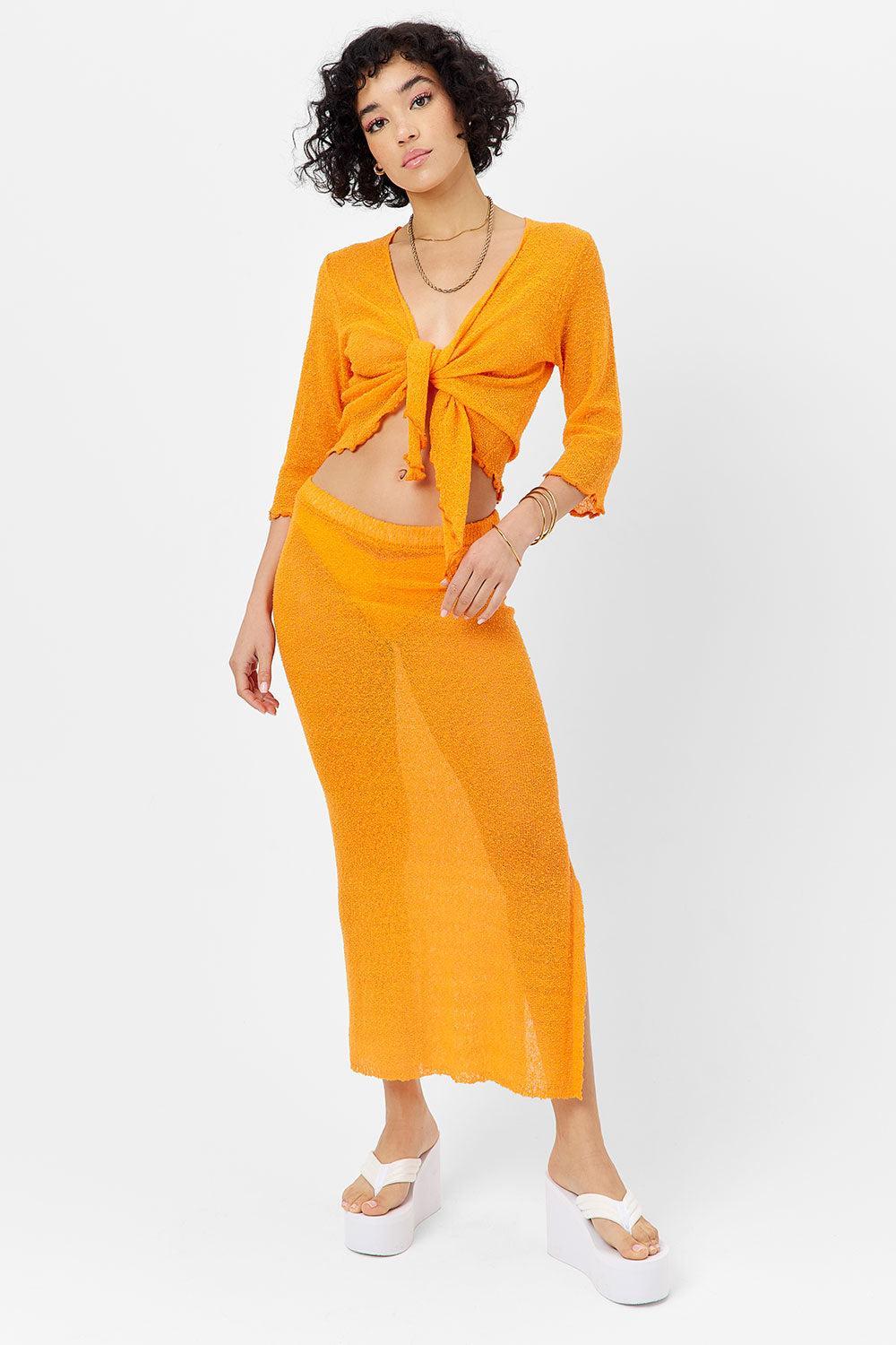 Hilary Knit Cardigan Sweater - Orange Novelty Product Image