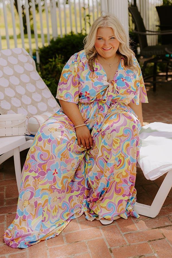 Sunny Views Satin Floral Wide Leg Jumpsuit Curves Product Image