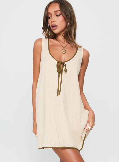 All My Loving Contrast Babydoll Mini Dress Cream Product Image