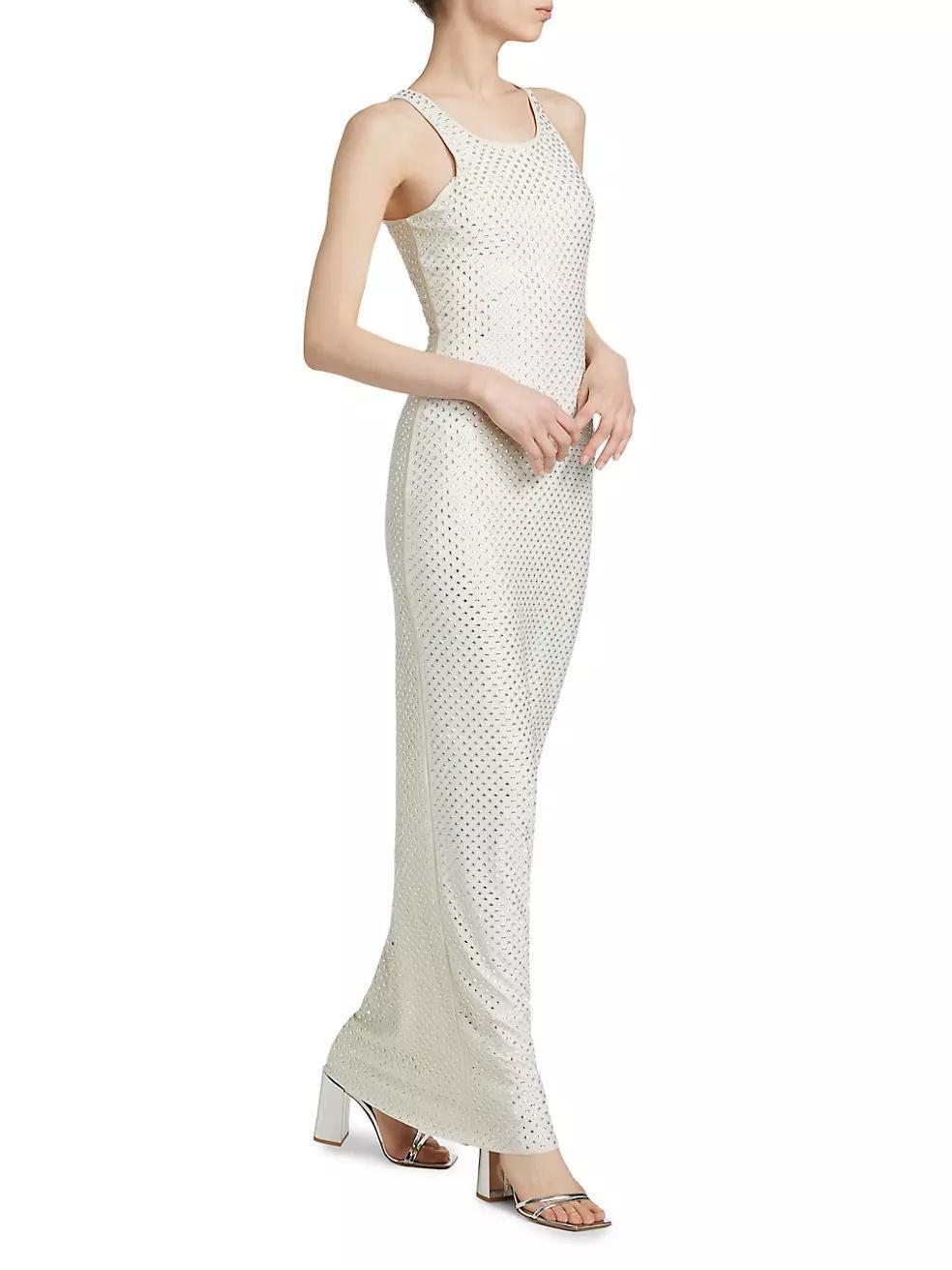 Mesh Rhinestone Maxi Dress Product Image