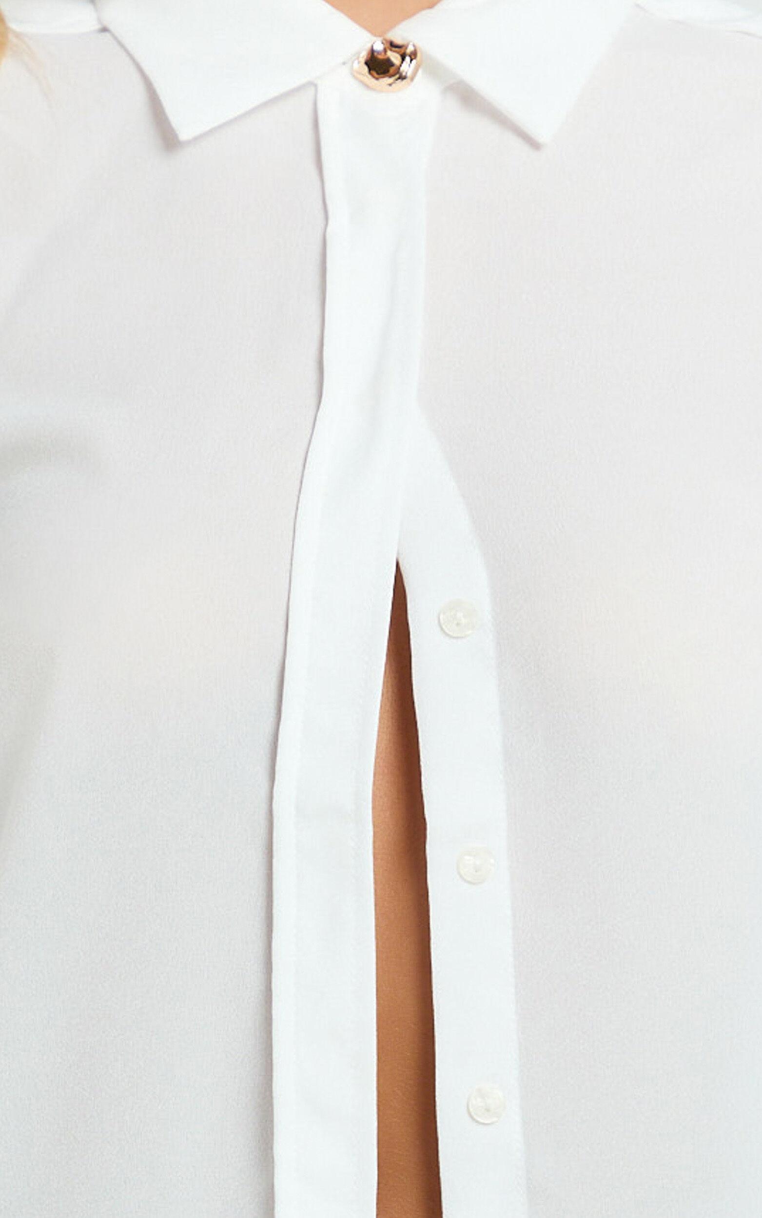Jazmin Top - Button Down Shirt Top in Off White Product Image