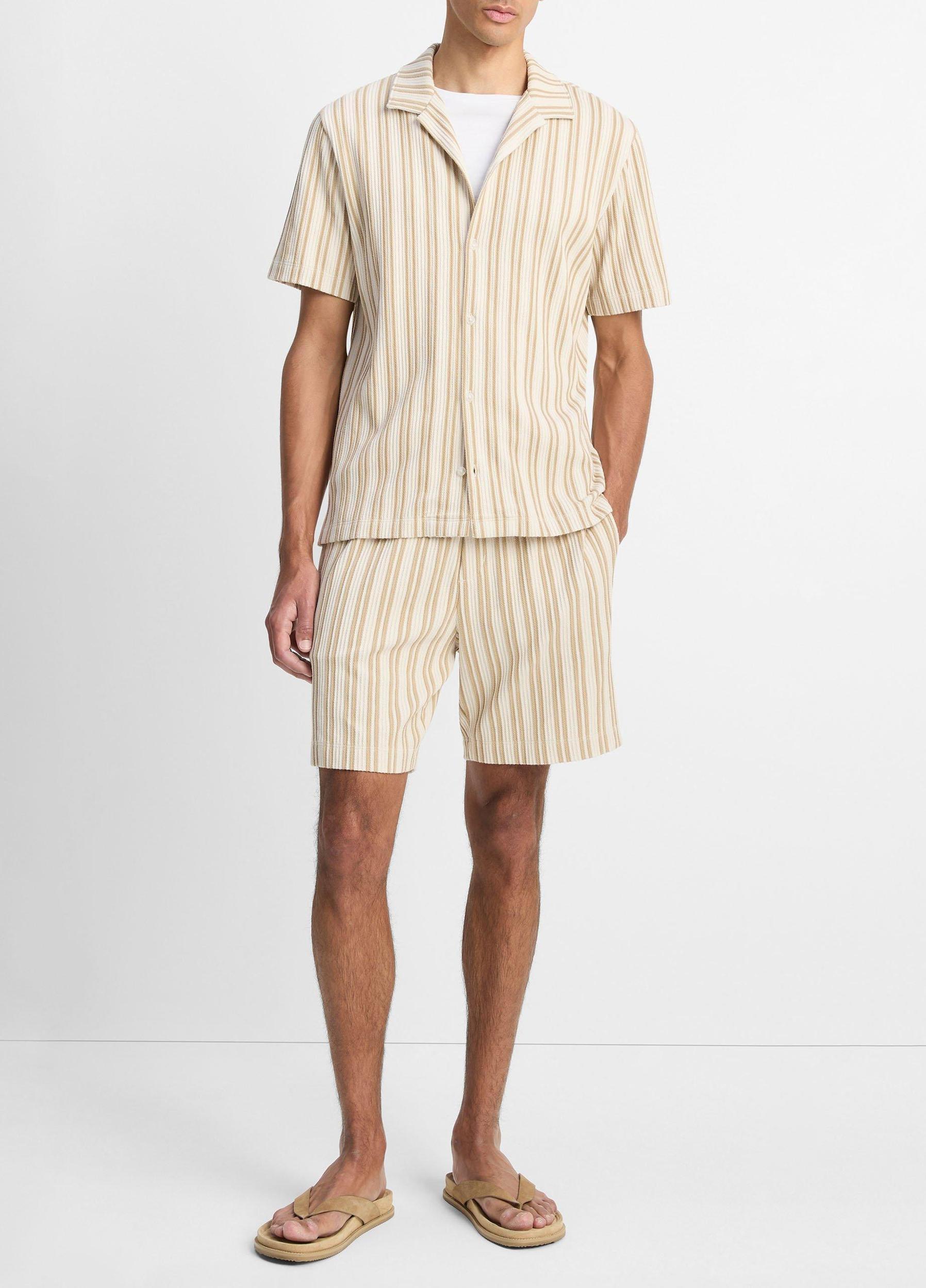 Jacquard-Stripe Cotton-Blend Button-Front Shirt Product Image