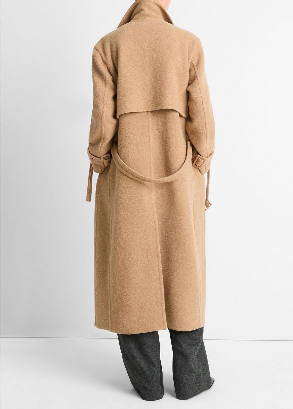 Womens Lofty Italian Wool-Blend Belted Long Coat, Camel, Size L Vince Product Image