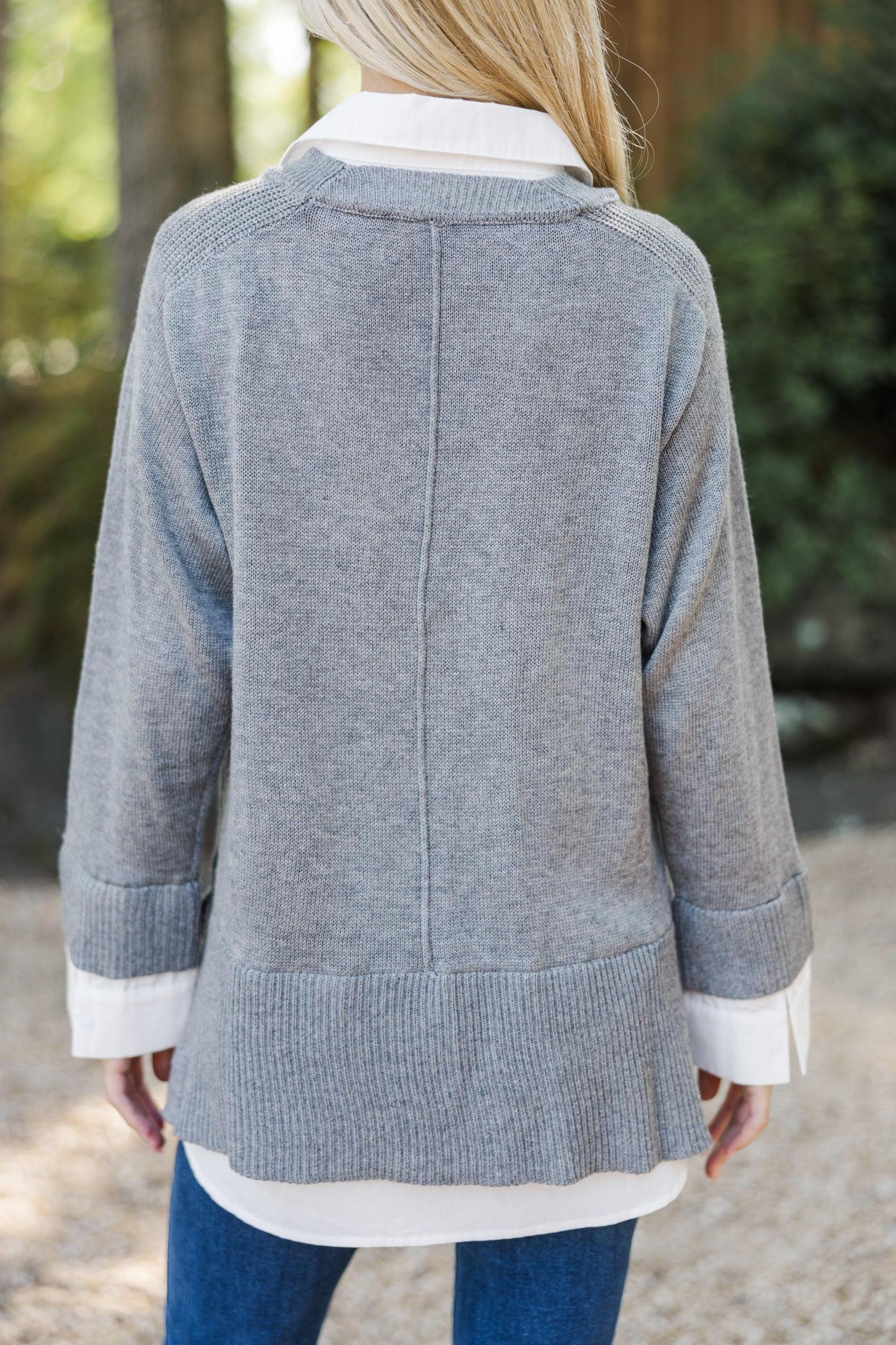 Eyes On You Gray Sweater Female Product Image