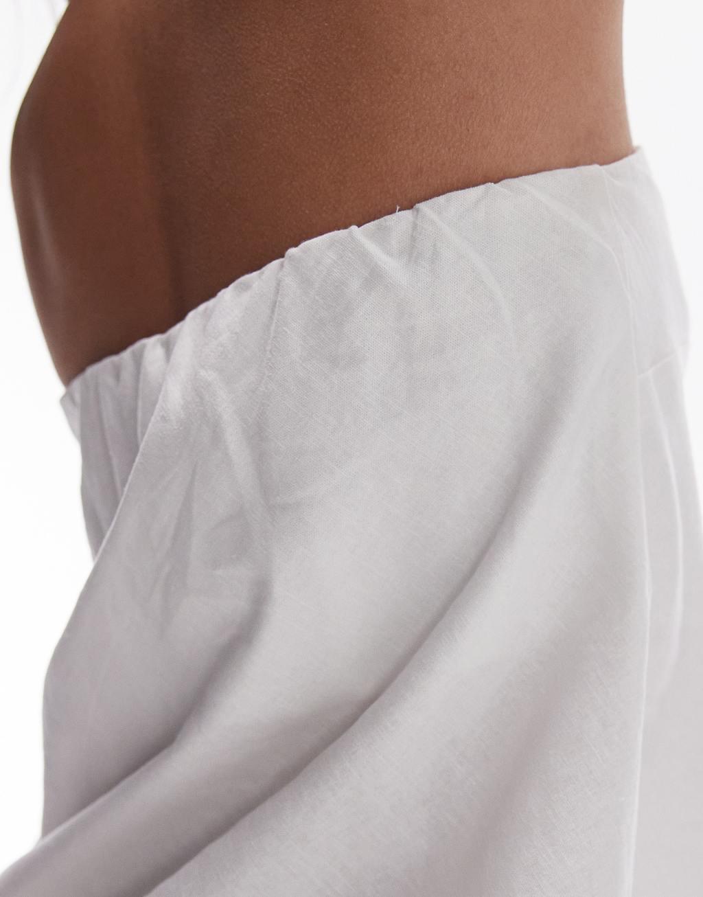 Topshop linen look longline bandeau top in white Product Image