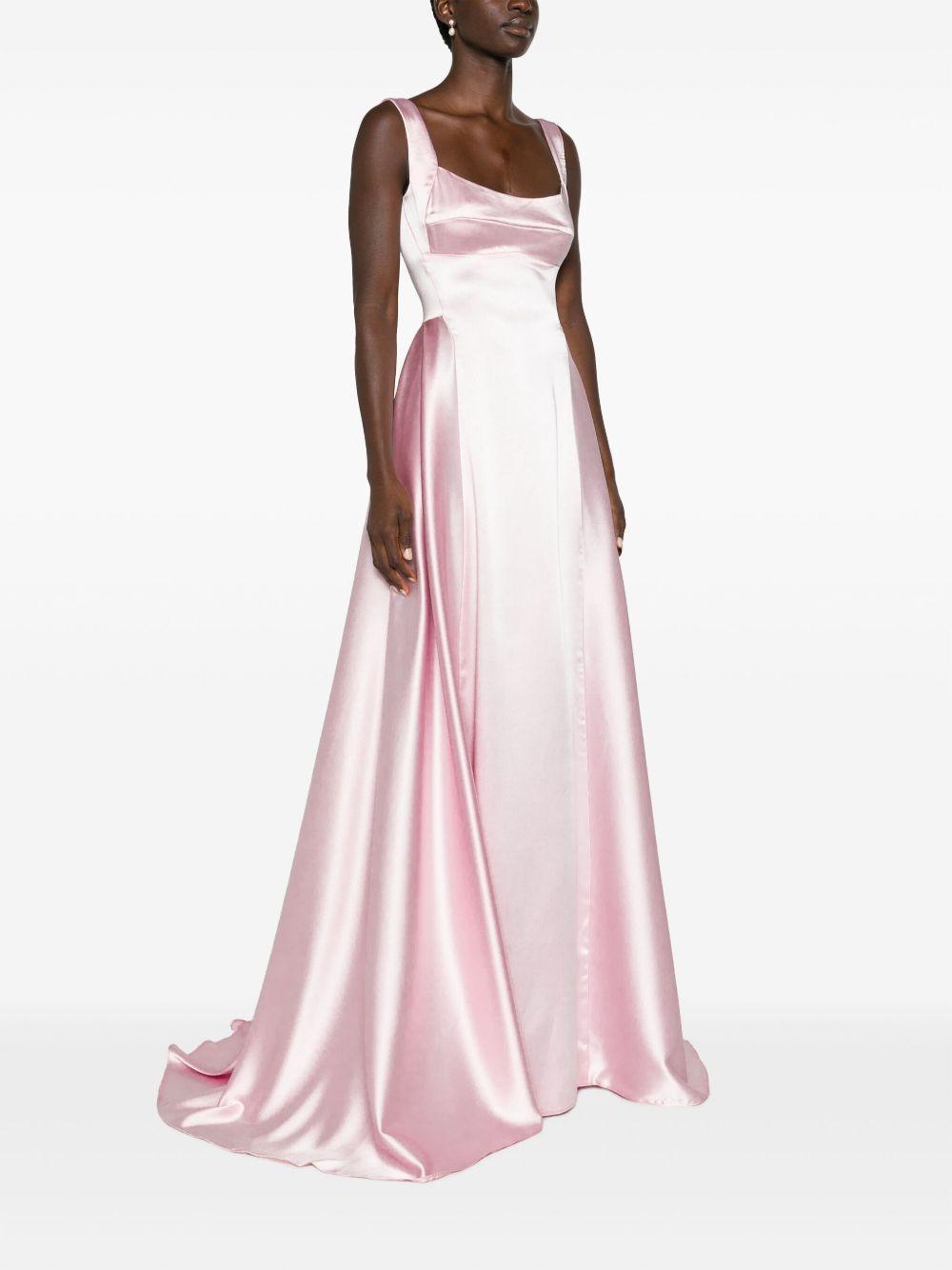 V-back satin gown Product Image