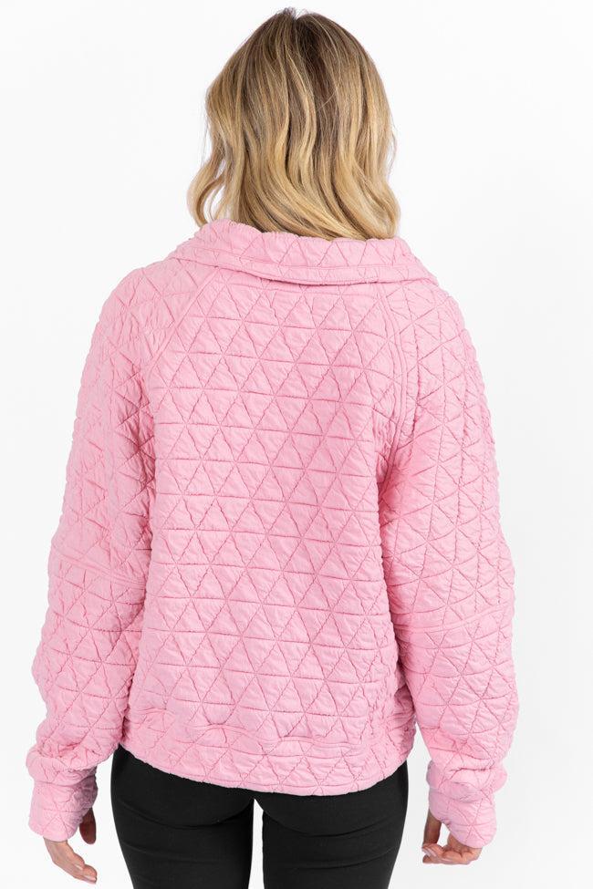 Love Is Everything Pink Quilted Quarter Zip Pullover FINAL SALE Product Image