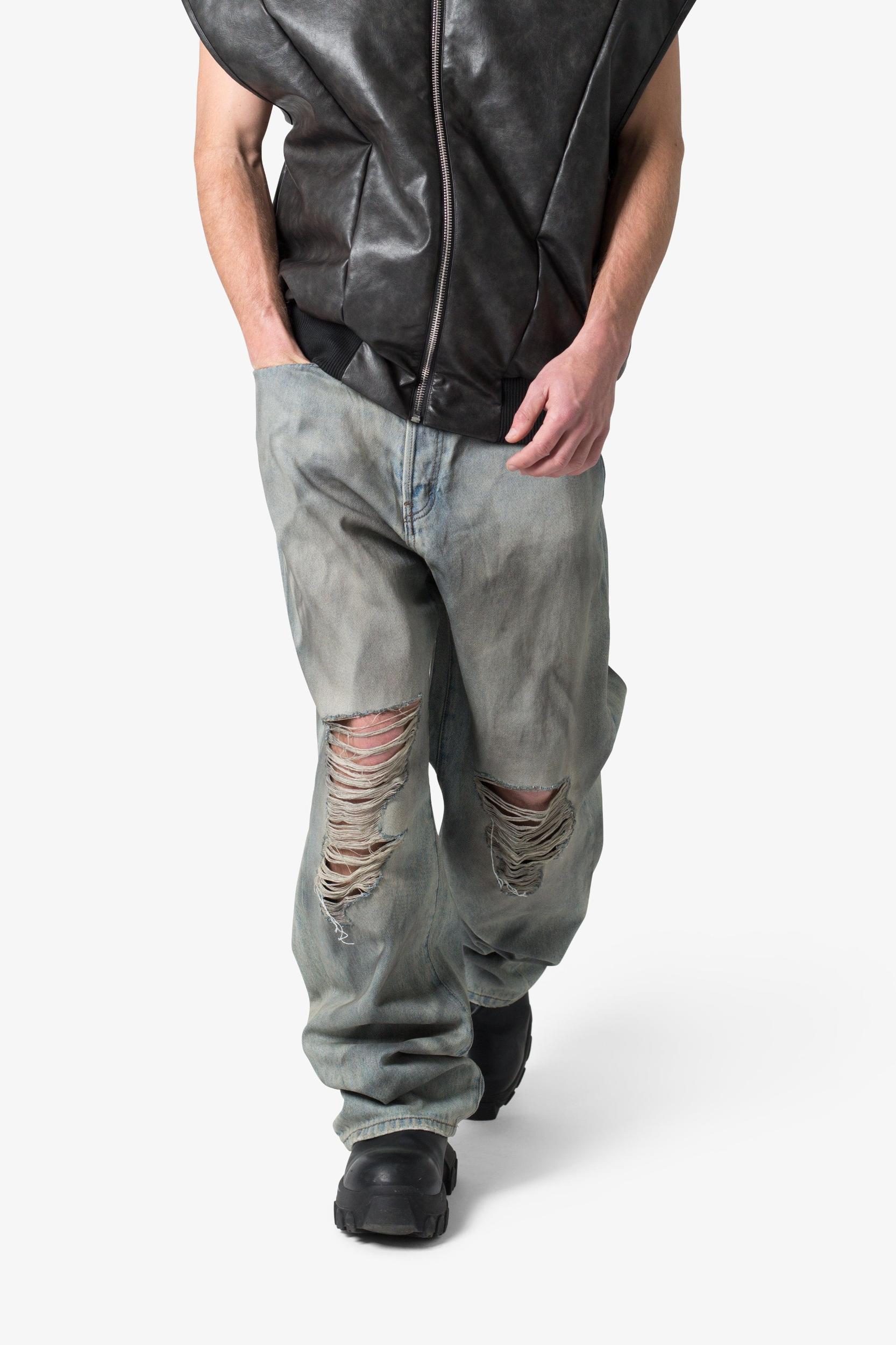 Ultra Baggy Destroyed Denim - Vintage Blue Product Image