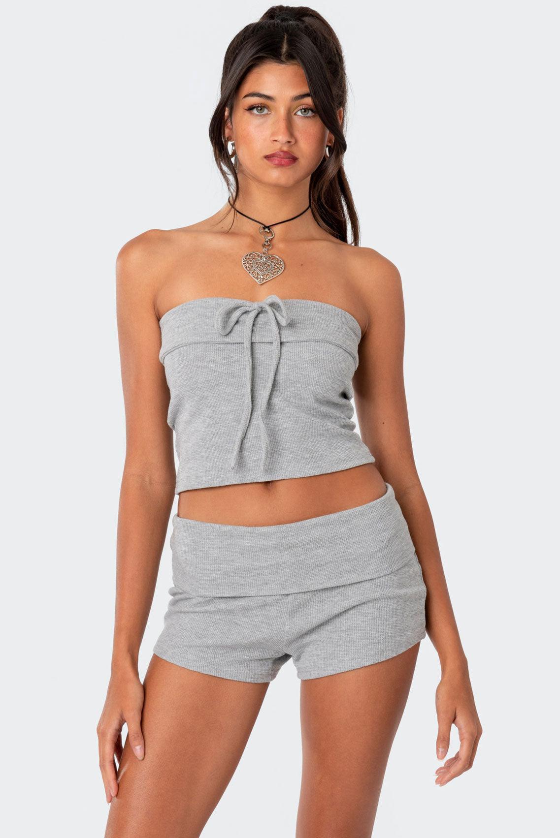 Lizzy Foldover Waffle Tube Top Product Image