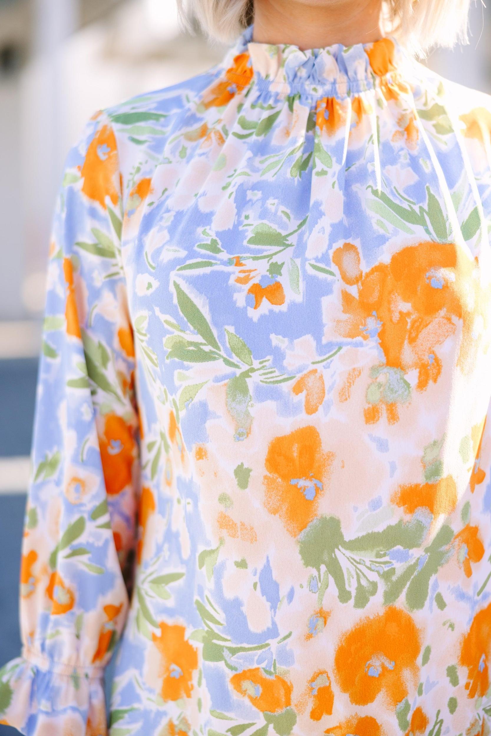 Beauty And Brains Light Blue Floral Shift Dress Female Product Image