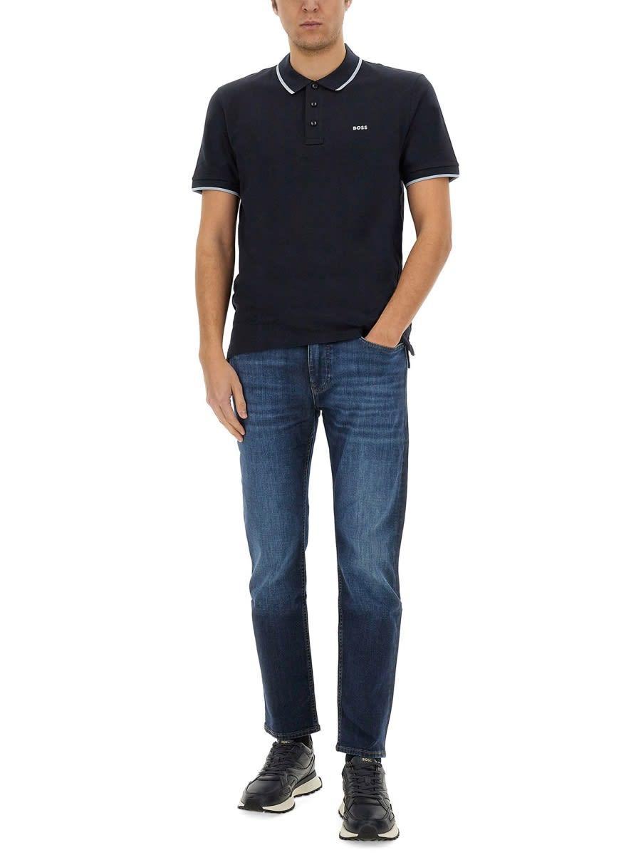 HUGO BOSS Cotton Polo In Blue Product Image
