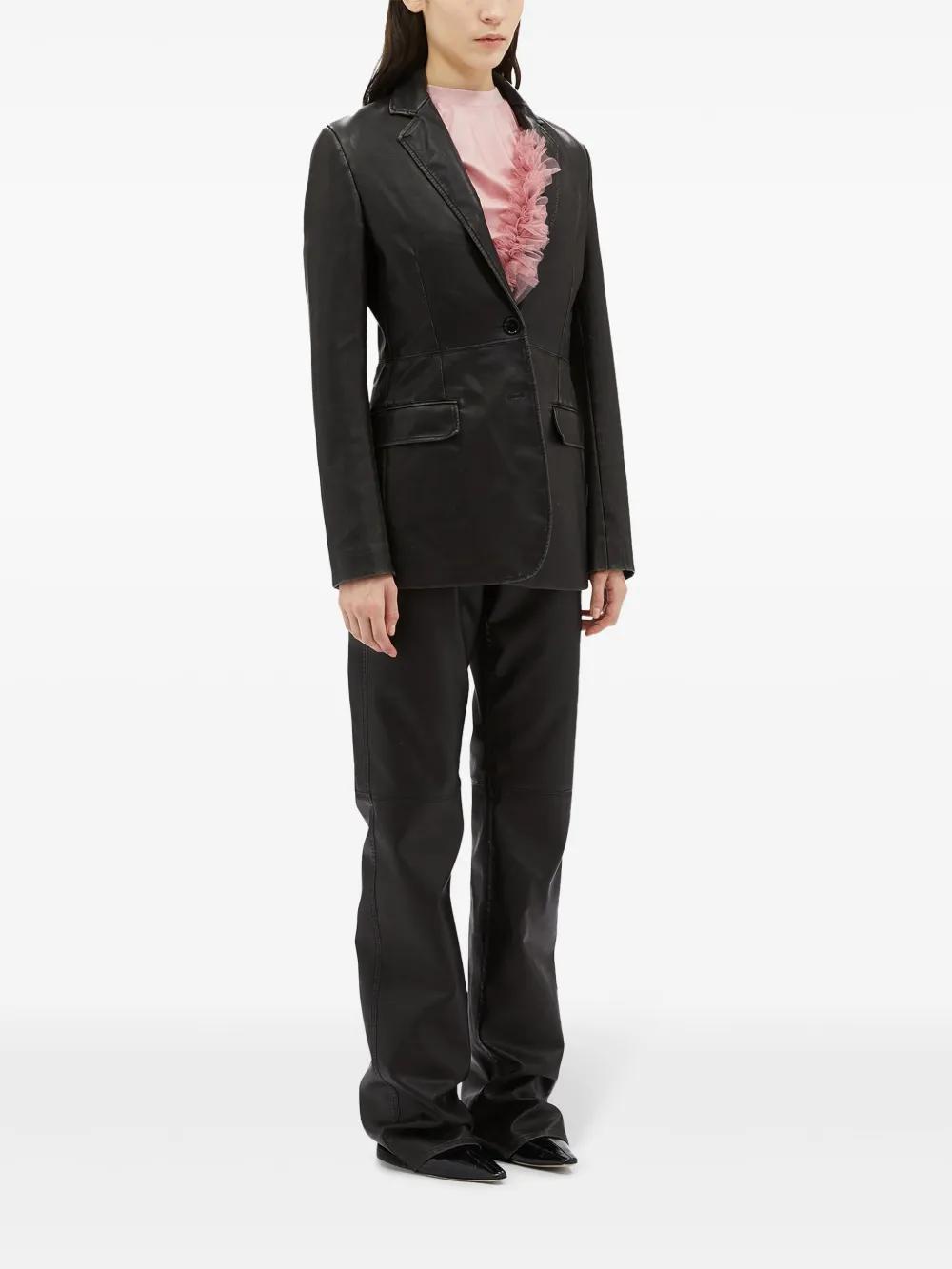 MSGM Ruffled Gathered T-shirt In Pink Product Image