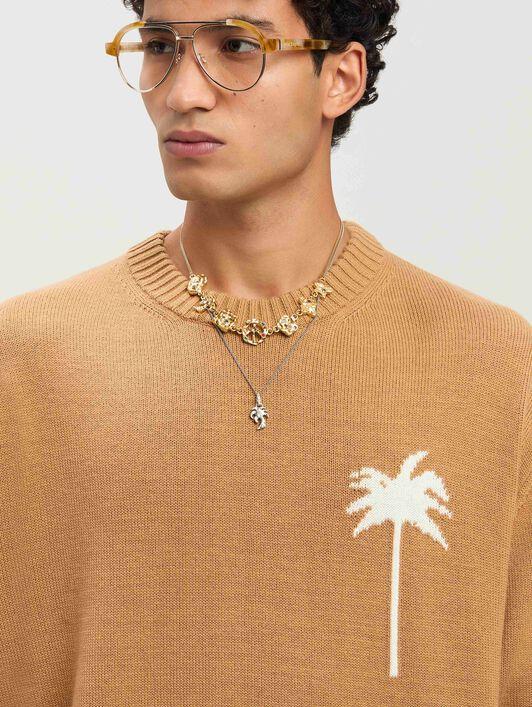 BACK PALMS KNIT SWEATER BEIGE - OFF WHIT Product Image