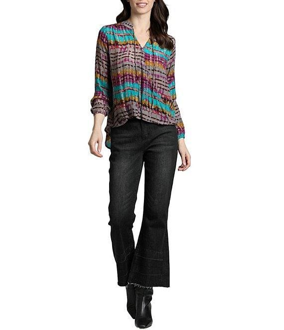 APNY Floral Collared Roll Tab Sleeve Button Up Top Product Image