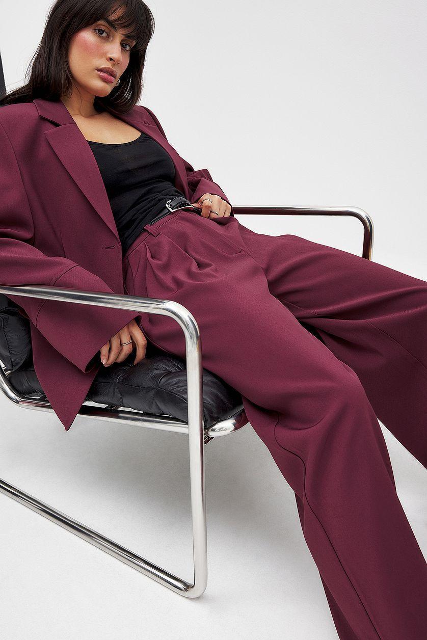 Wide Leg High Waist Suit Pants Product Image