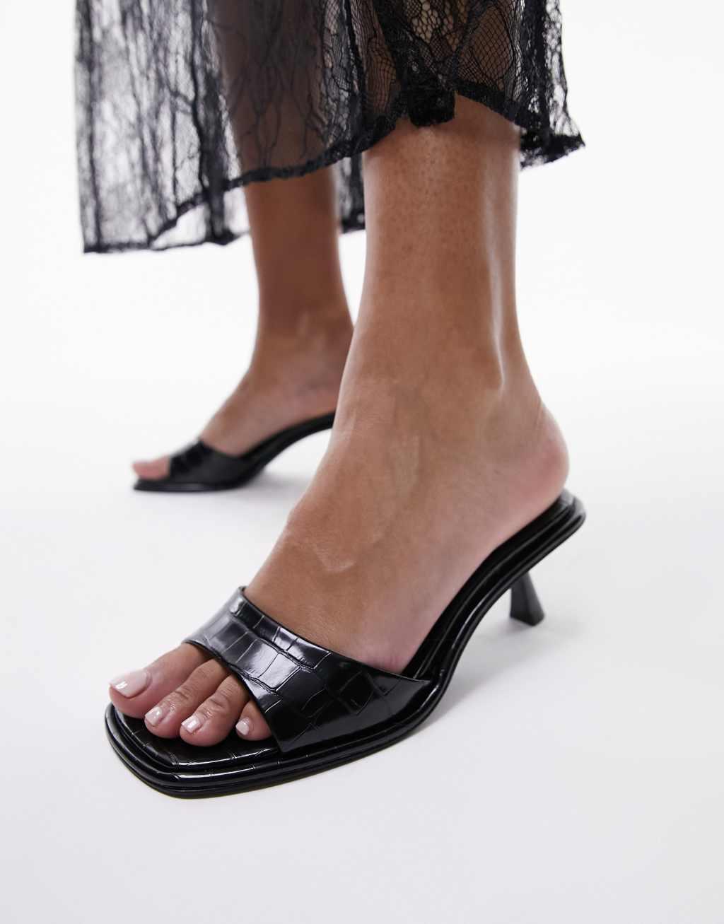 Topshop Isaac angular mid heel mules Product Image