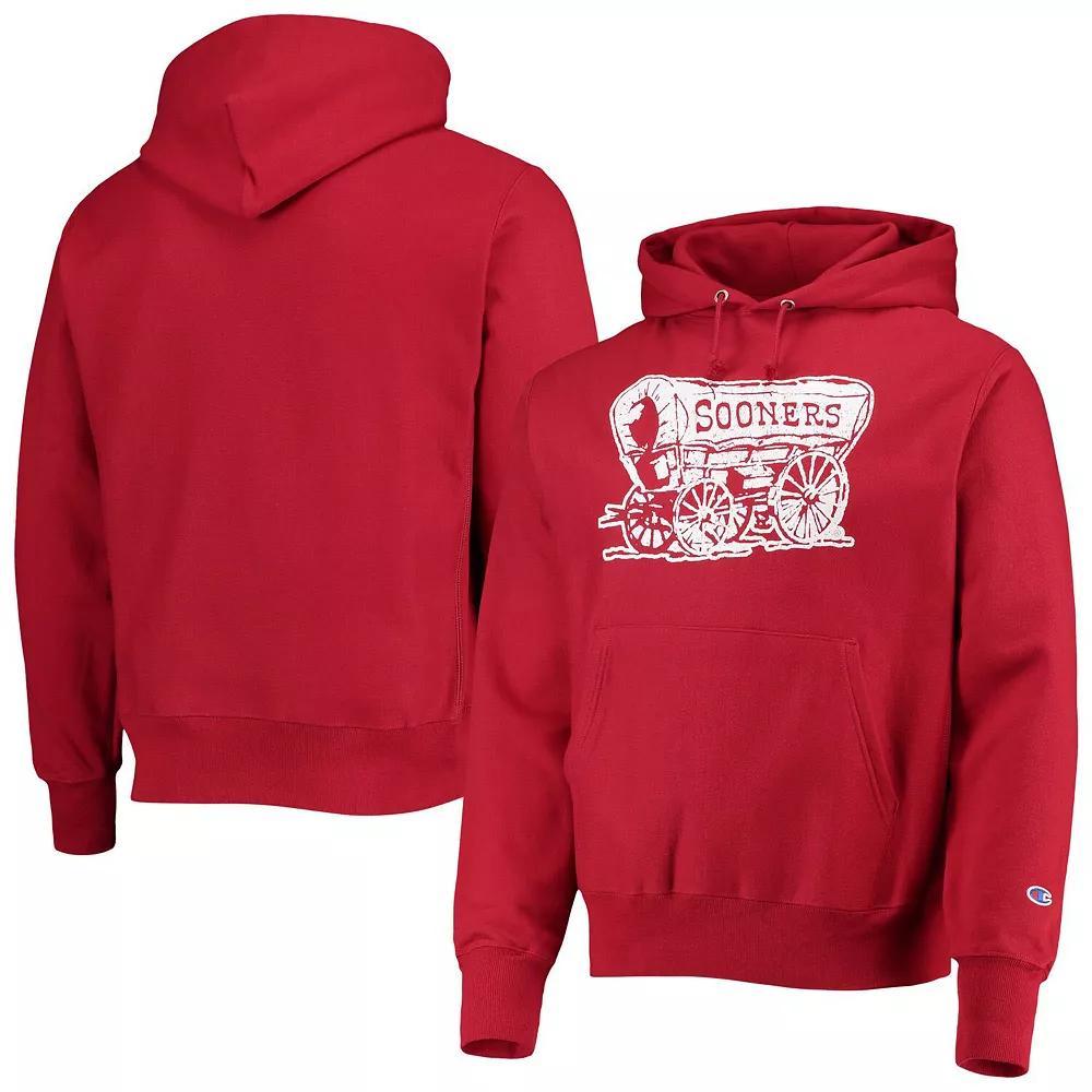 Men's Champion Crimson Oklahoma Sooners Vault Logo Reverse Weave Pullover Hoodie, Size: Small, Red Product Image