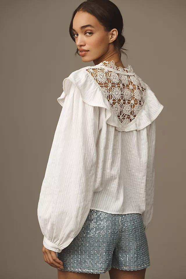 Pilcro Long-Sleeve Eyelet Cutwork Blouse Product Image