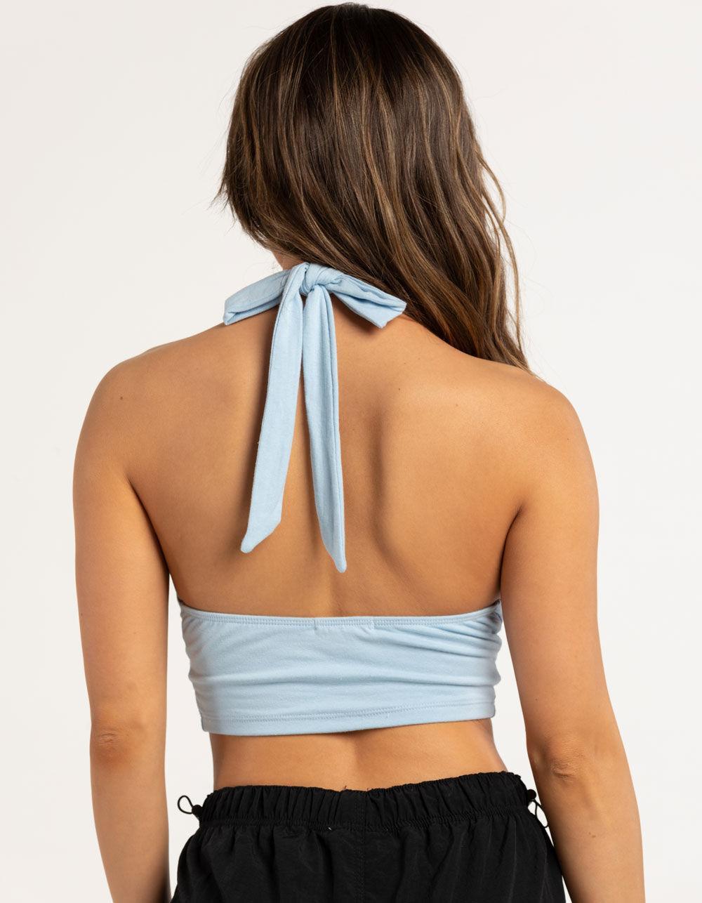 FULL TILT Womens Halter Top - LIGHT BLUE Product Image