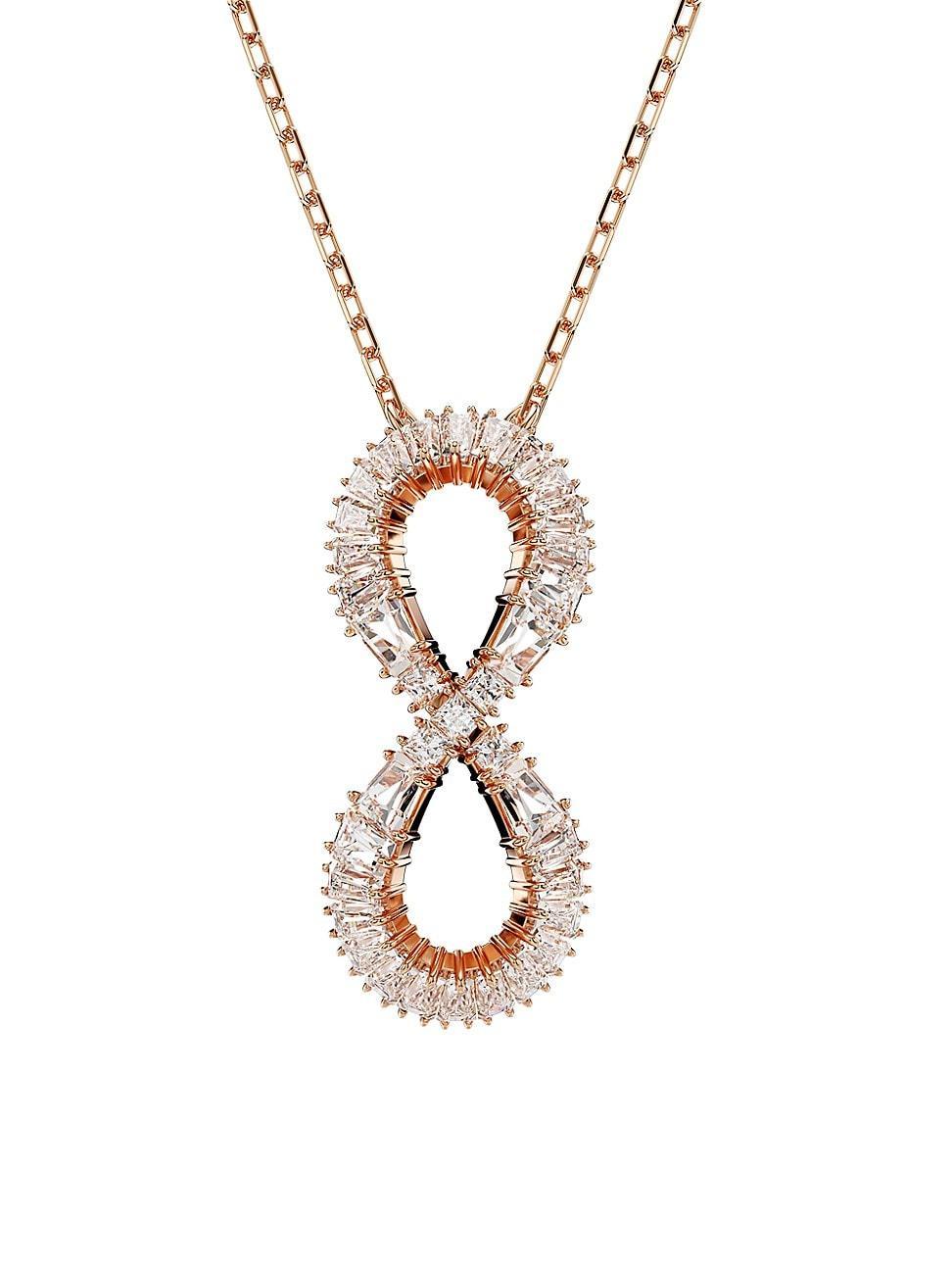 Womens Hyperbola Rose-Gold-Plated & Crystal Necklace Product Image