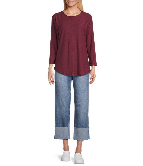 Westbound Petite Size Knit 3/4 Sleeve Crew Neck Tee Product Image