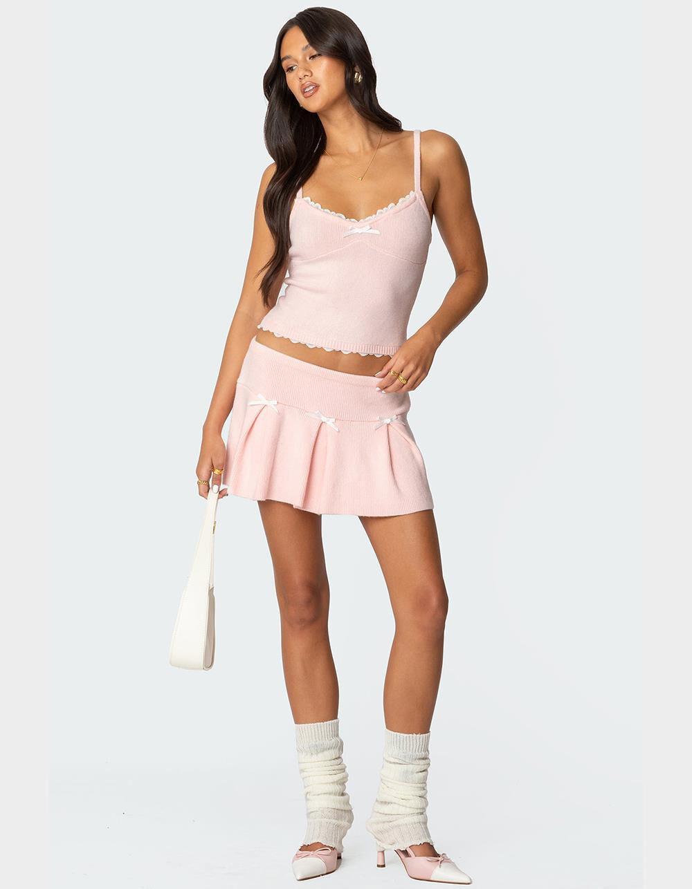 EDIKTED Easter Pleated Knit Mini Skirt Product Image