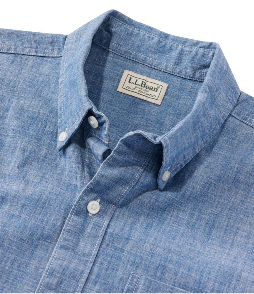 
                            Men's Comfort Stretch® Chambray Shirt, Slightly Fitted Untucked Fit, Short-Sleeve
                         Product Image