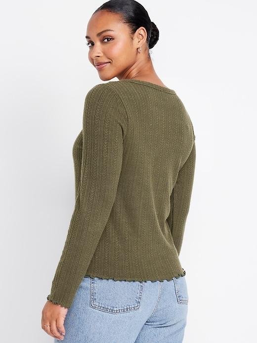 Button-Down Pointelle Top Product Image