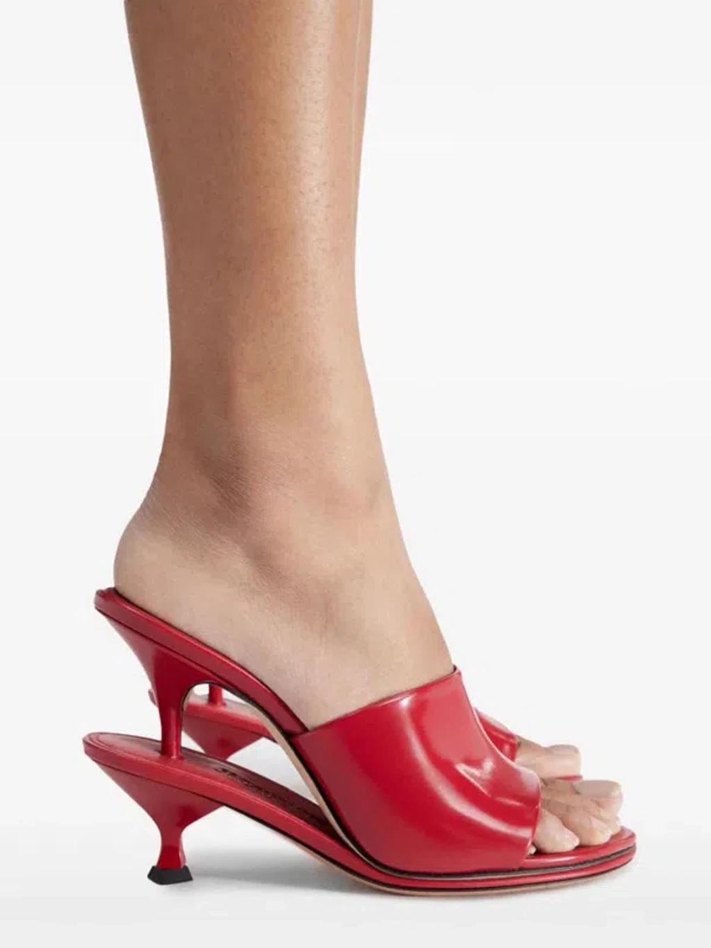 JACQUEMUS Les Doubles Mules Patent Sandals In Red Product Image