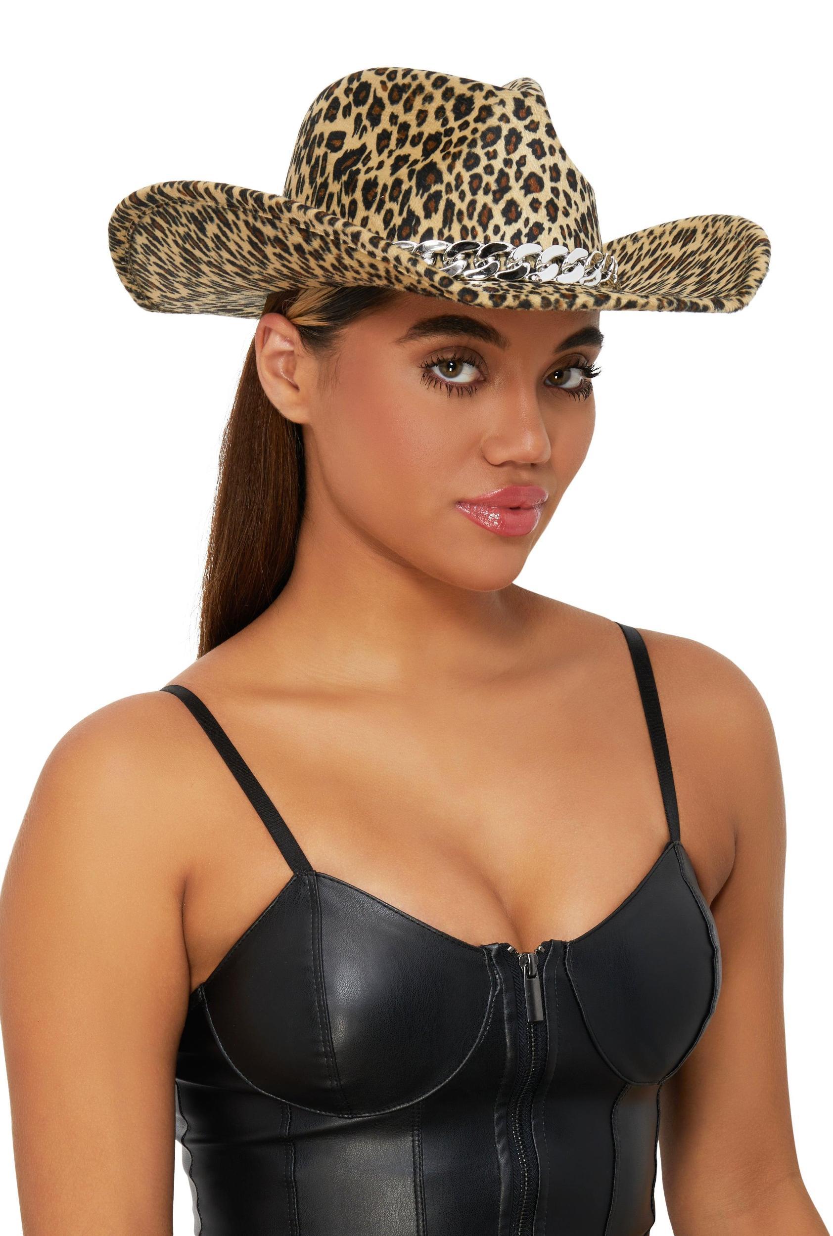 Animal Print Chain Detail Cowboy Hat Female Product Image