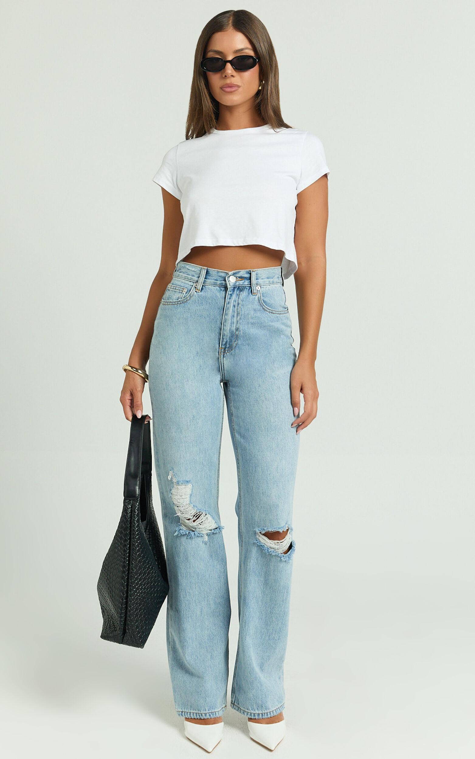 Danzel Top - Boxy Fit Cap Sleeve Crop Top in White Product Image