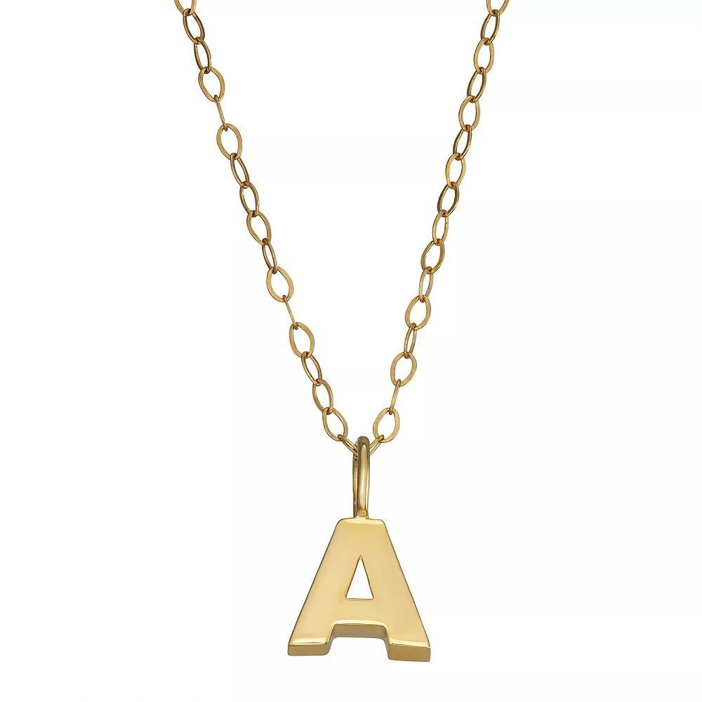 10K Gold Initial Pendant on 14K Gold Filled Chain, Womens Product Image