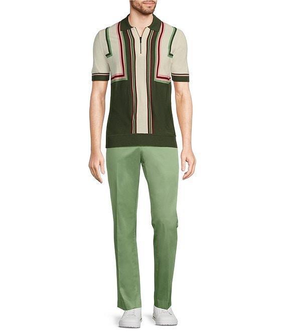 Murano From The Garden Collection Striped Short Sleeve Zip Knit Polo Shirt Product Image