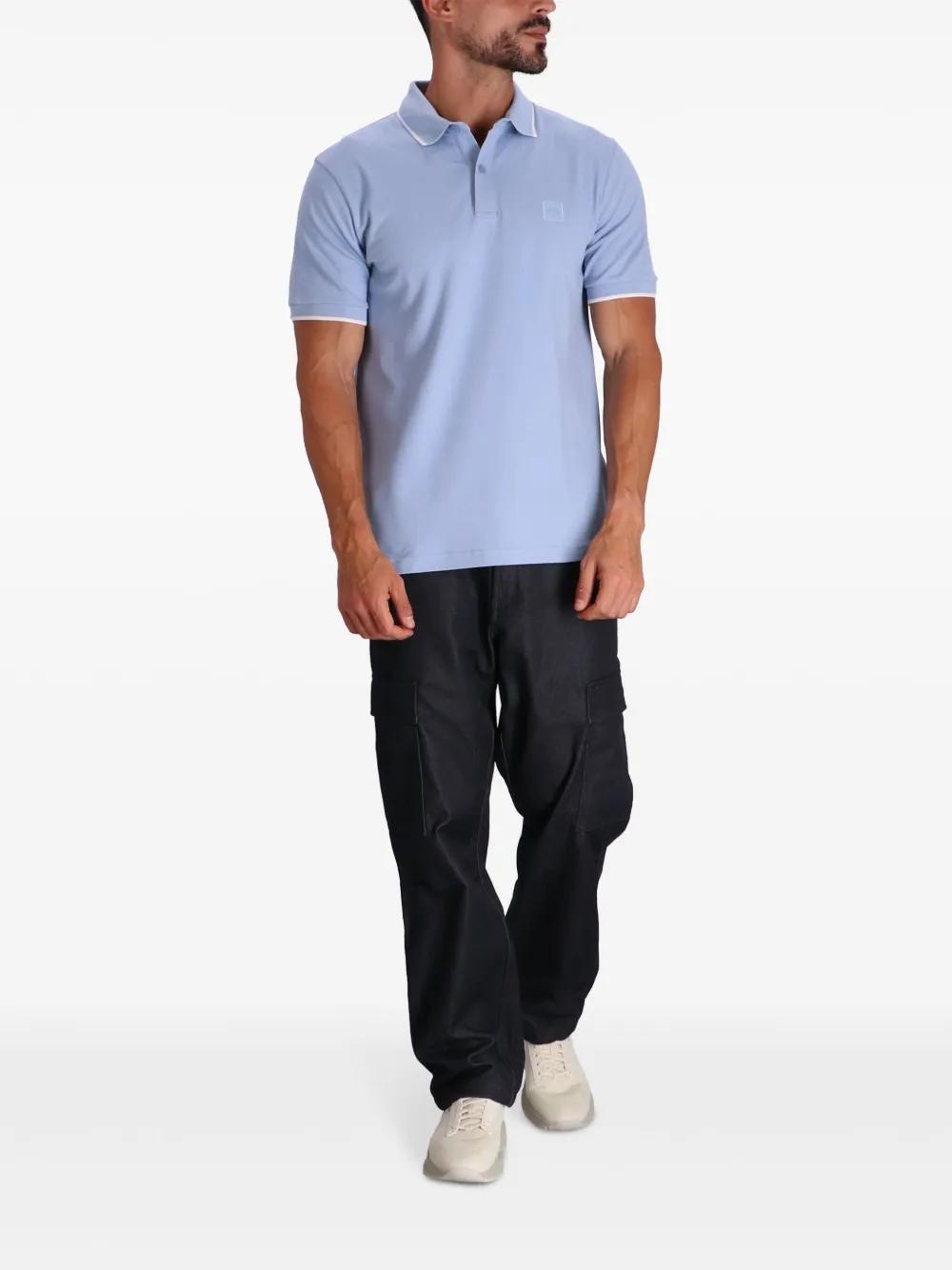 HUGO BOSS Logo-patch Polo Shirt In Blue Product Image