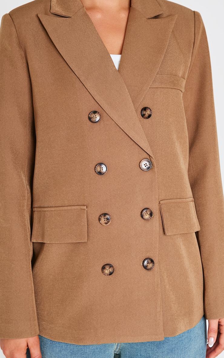 Taupe Premium Double Breasted Button Detail Blazer Product Image