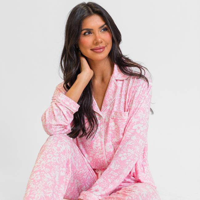 Good To Get Away In Kathy Floral Button Up Pajama Top FINAL SALE Product Image