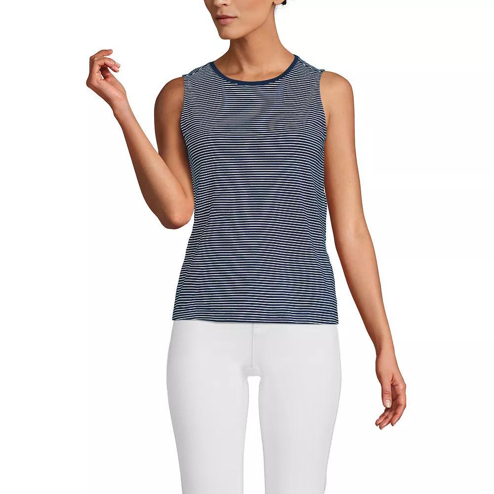 Women's Lands' End Lightweight Jersey Tank Top, Size: Large, Sweet Orange Stripe Product Image