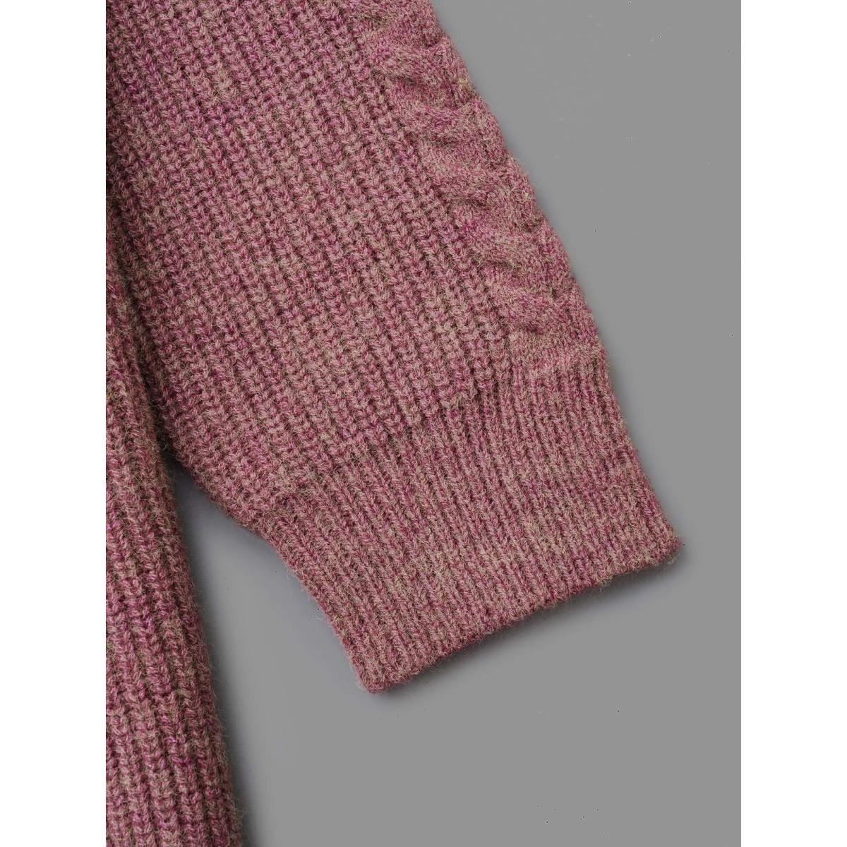 Plus Size Plain Textured Cable Knit Backless Pullover Lilac Women Casual Loose Long Sleeve Round Neck Everyday Pullovers BloomChic 28/5X Product Image