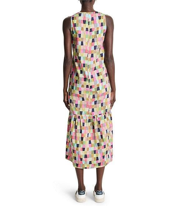 NIC + ZOE Colorfield Print Split V-Neck Sleeveless Ruffle Dress Product Image
