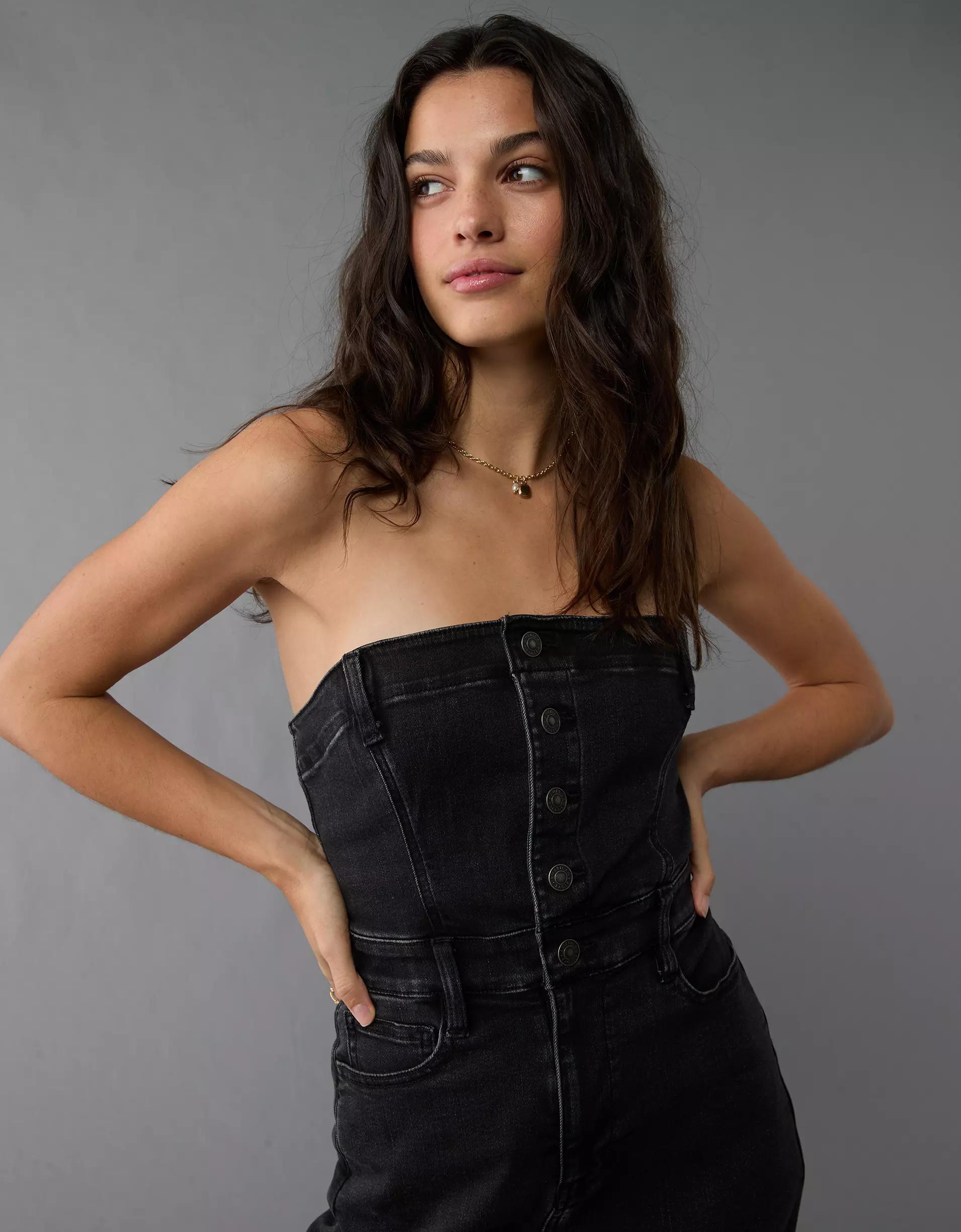AE Denim Tube Top Midi Dress Product Image