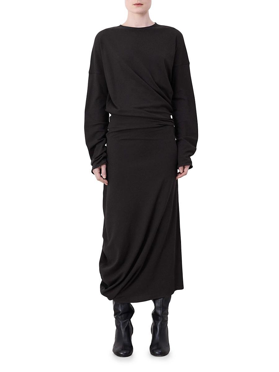 Womens Twisted Cotton Midi-Dress Product Image